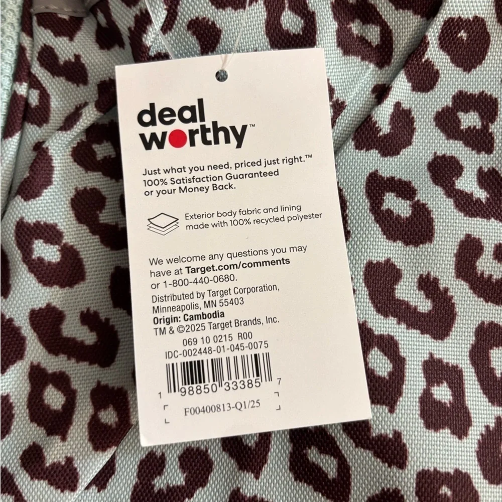 NWT Leopard Print Backpack - Mint and Brown fits 15” laptop